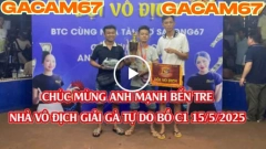 HÀNH TRÌNH VÔ ĐỊCH CỦA ANH MẠNH BẾN TRE TẠI GIẢI ĐÁ GÀ DERBY ĐƯỢC TỔ CHỨC TẠI CPC1 NGÀY 15 THÁNG 5 NĂM 2025